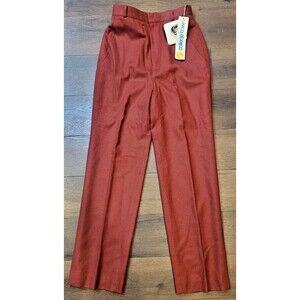 NWT Vintage Womens Wool Pants Red SZ 25 Deadstock Office Career Retro Academia